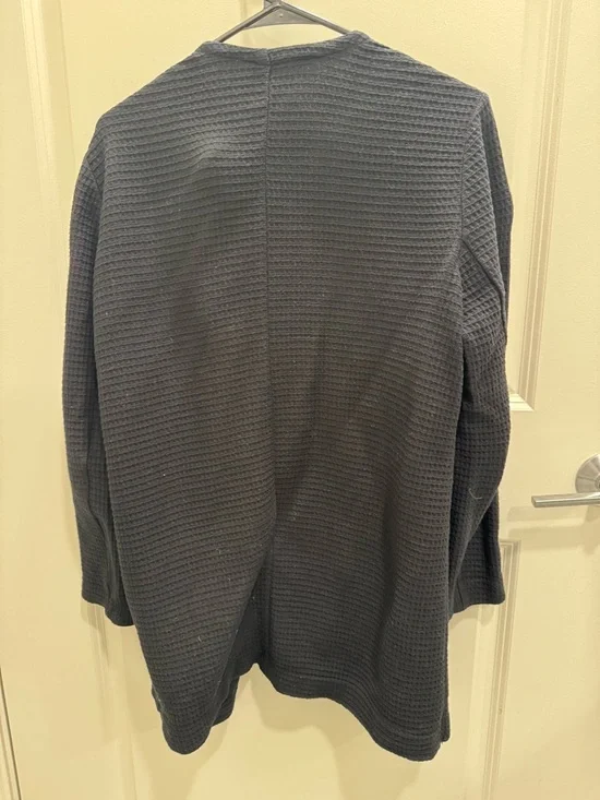 Eileen Fisher Black Open-Front Textured Cardigan - Picture 2 of 5